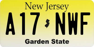 NJ license plate A17NWF