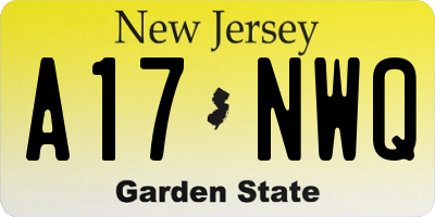 NJ license plate A17NWQ