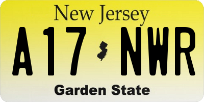 NJ license plate A17NWR