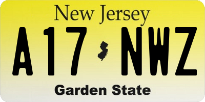 NJ license plate A17NWZ