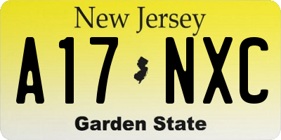 NJ license plate A17NXC
