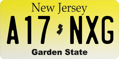NJ license plate A17NXG