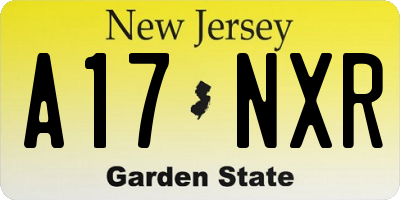NJ license plate A17NXR