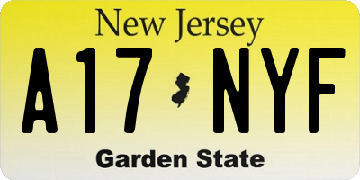 NJ license plate A17NYF