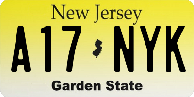 NJ license plate A17NYK