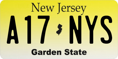 NJ license plate A17NYS