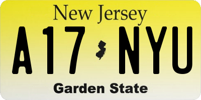 NJ license plate A17NYU