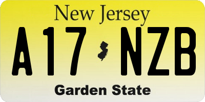 NJ license plate A17NZB