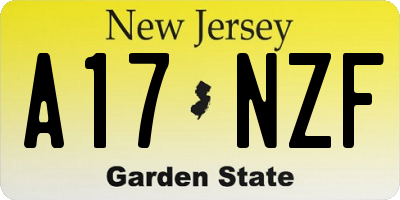 NJ license plate A17NZF