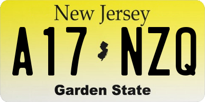 NJ license plate A17NZQ