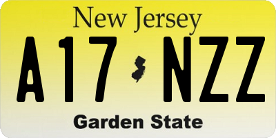 NJ license plate A17NZZ