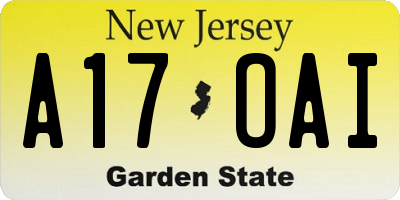 NJ license plate A17OAI