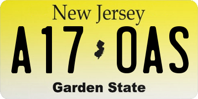 NJ license plate A17OAS