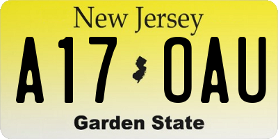 NJ license plate A17OAU