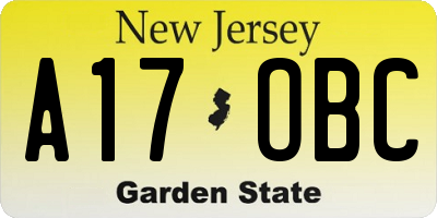 NJ license plate A17OBC