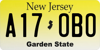 NJ license plate A17OBO