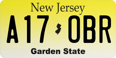 NJ license plate A17OBR