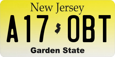 NJ license plate A17OBT