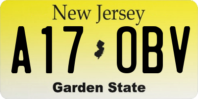 NJ license plate A17OBV