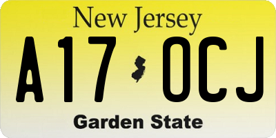 NJ license plate A17OCJ