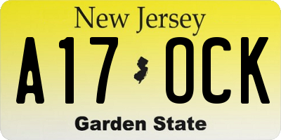 NJ license plate A17OCK