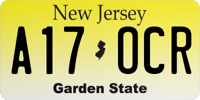 NJ license plate A17OCR