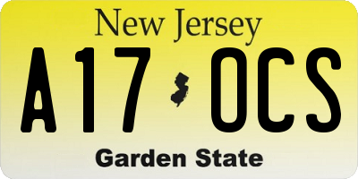 NJ license plate A17OCS