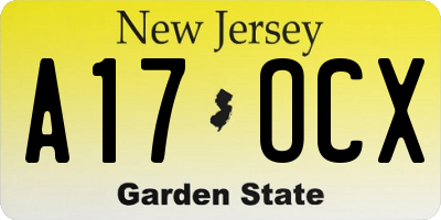 NJ license plate A17OCX