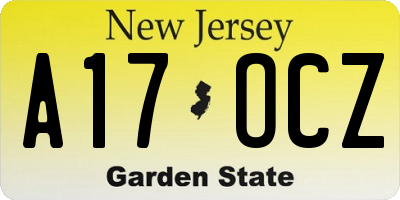 NJ license plate A17OCZ