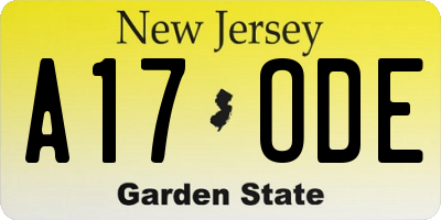 NJ license plate A17ODE