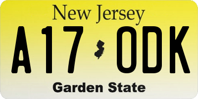 NJ license plate A17ODK