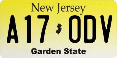 NJ license plate A17ODV