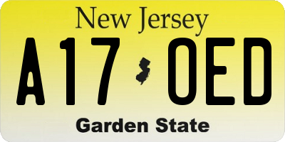 NJ license plate A17OED