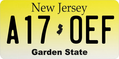 NJ license plate A17OEF
