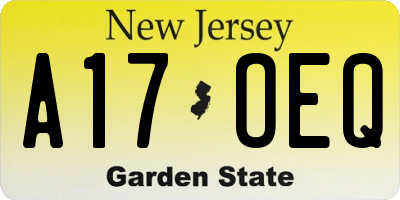 NJ license plate A17OEQ