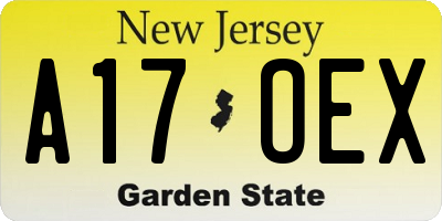 NJ license plate A17OEX