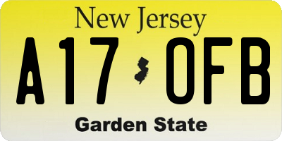 NJ license plate A17OFB