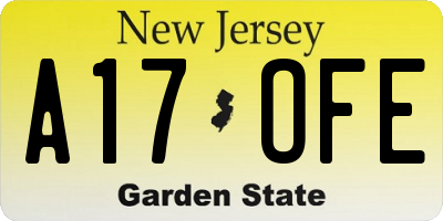 NJ license plate A17OFE