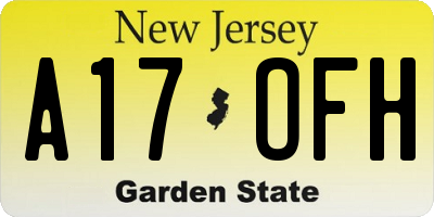 NJ license plate A17OFH