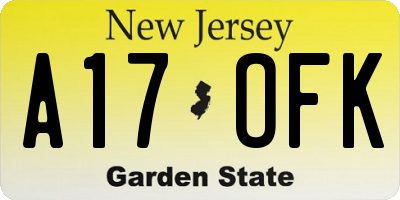 NJ license plate A17OFK