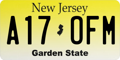 NJ license plate A17OFM