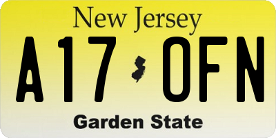 NJ license plate A17OFN