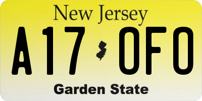 NJ license plate A17OFO