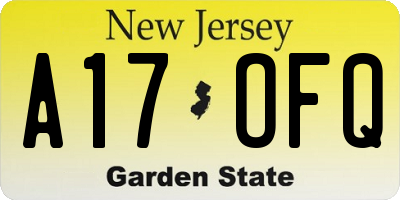 NJ license plate A17OFQ
