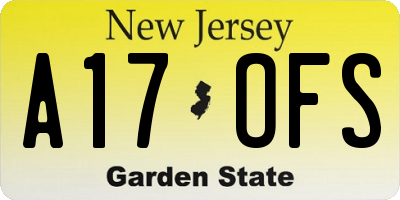 NJ license plate A17OFS