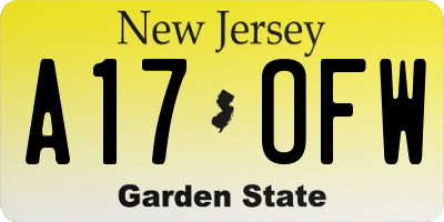 NJ license plate A17OFW