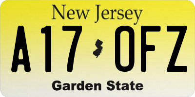 NJ license plate A17OFZ