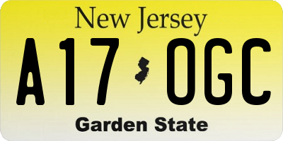 NJ license plate A17OGC