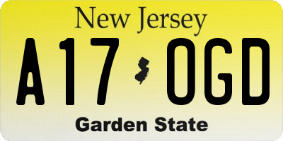 NJ license plate A17OGD