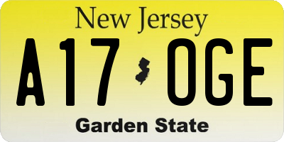 NJ license plate A17OGE